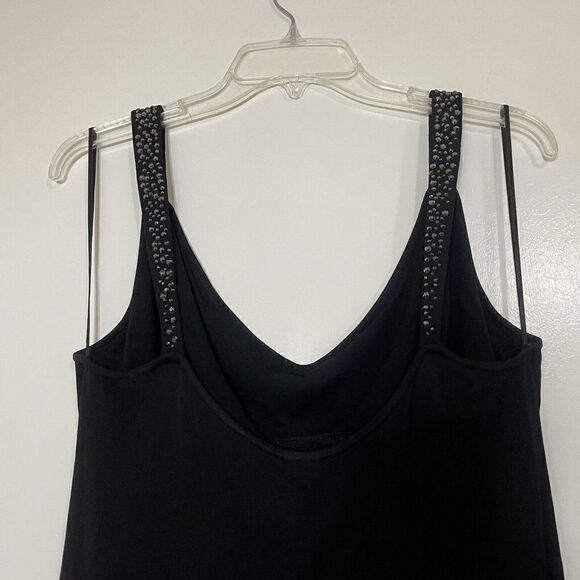 Lafayette 148 New York black rhinestone straps viscose long dress size US 12 - Picture 4 of 7